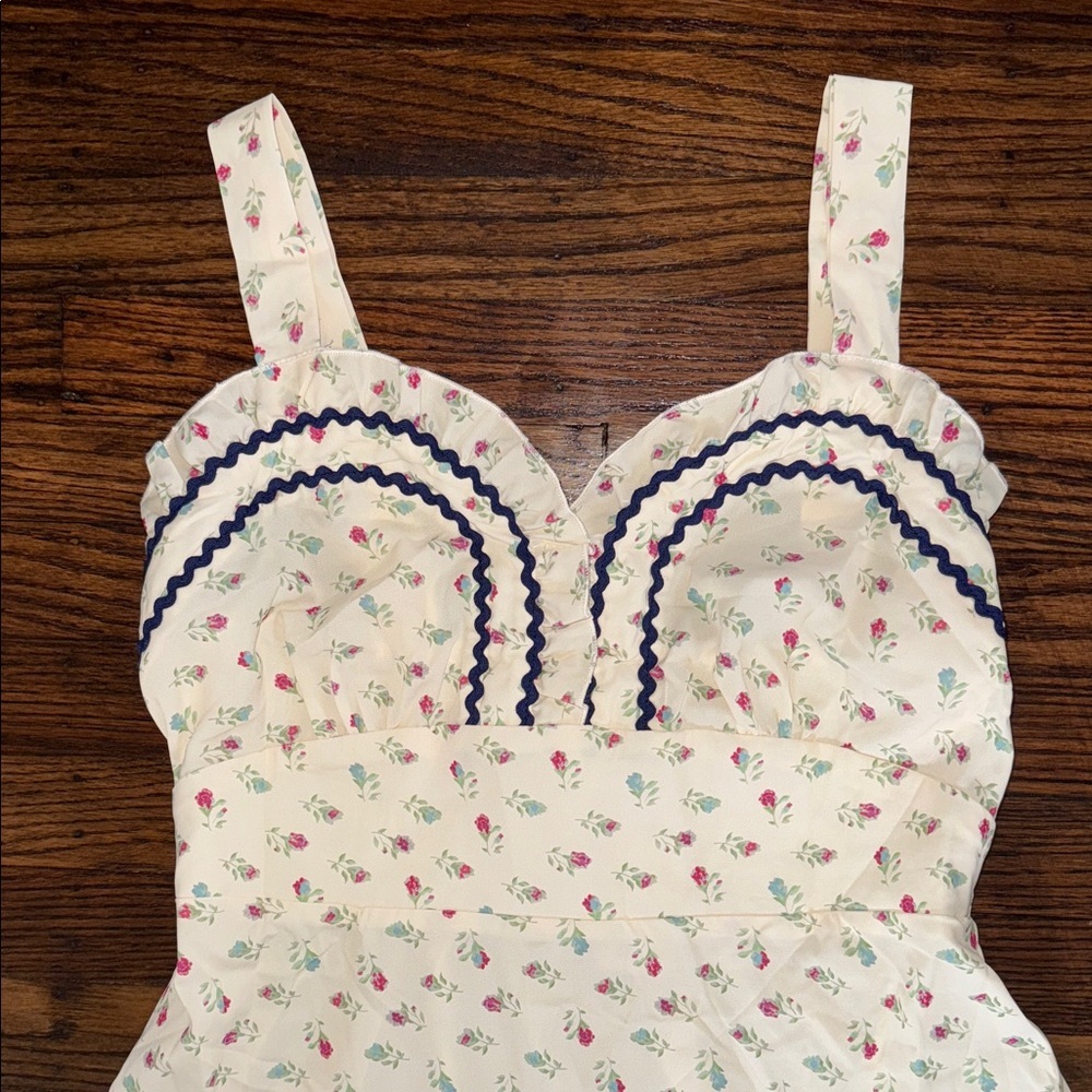 Cupshe White Floral Midi Dress with Navy Accents - Picture 6 of 12
